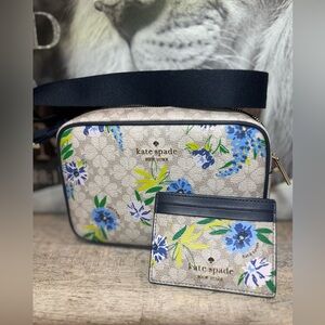 Kate Spade Floral Crossbody Bag - Cream and Blue